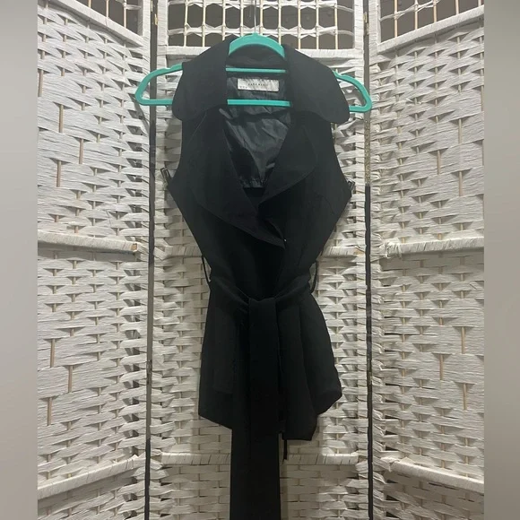 ZARA Black Sleeveless, Wrap Tunic Top with Tie-Waist Small - Picture 2 of 11